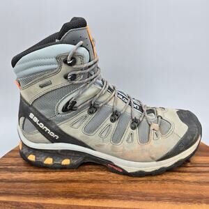 Salomon Quest 4D 3 GTX Boots Womens 9.5 Gray Leather Hiking Trail Waterproof